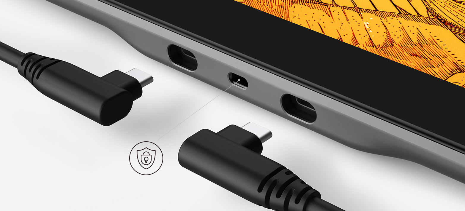 Artist Pro 16TP имеет два легкоподключаемых полнофункциональных порта USB-C с поддержкой подключения через кабель USB-C-USB-C